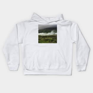 Steam Rolling Over Green Field in Iceland Kids Hoodie